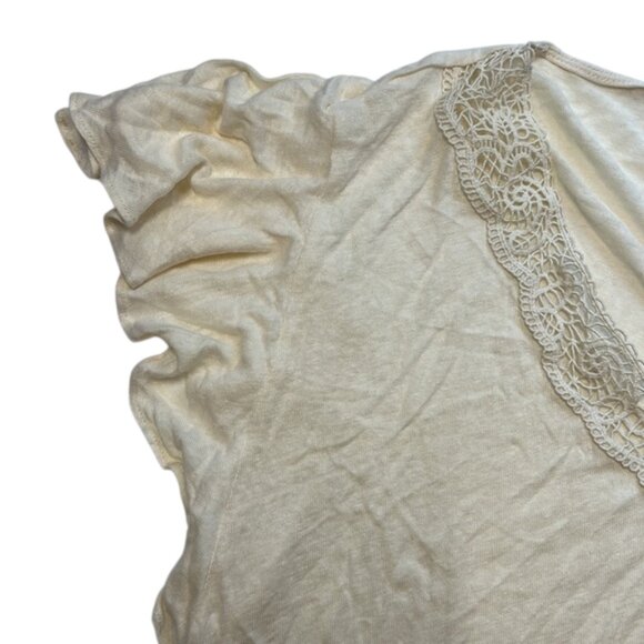 Lauren Ralph Lauren Linen-Blend Jersey Flutter-Sleeve Blouse Mascarpone Cream - Picture 5 of 6